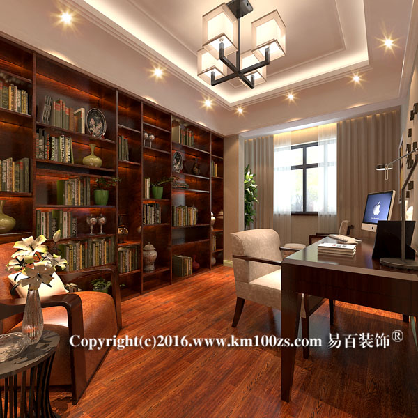 书房图片来自昆明易百装饰-km100zs在中洲阳光新中式风格-春华的分享