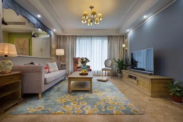 简约 美式风格 三居 客厅图片来自实创装饰上海公司在145㎡美式清新靓宅的分享