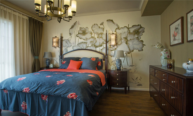 中式 企业家 一家三口 60后 卧室图片来自二十四城装饰重庆分公司在棕榈泉山顶别墅的分享