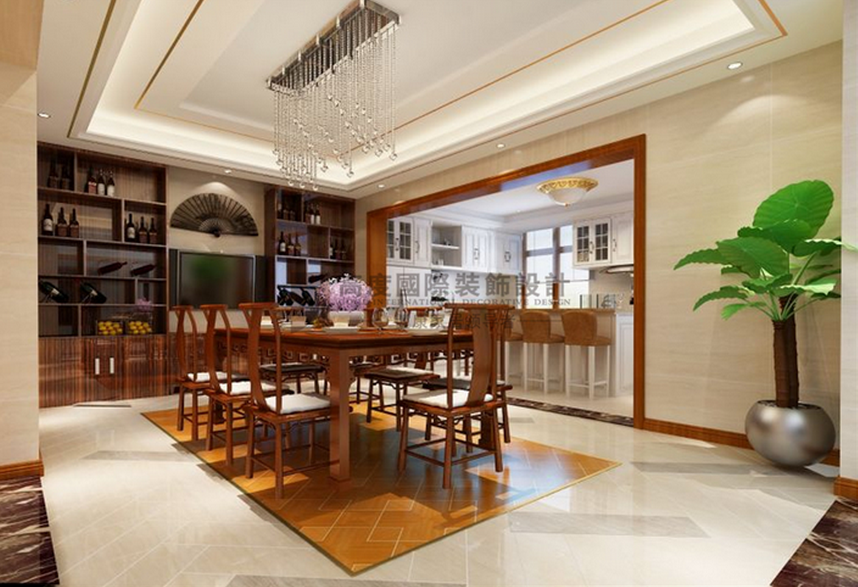简约 欧式 田园 混搭 别墅 收纳 旧房改造 80后 小资 餐厅图片来自杭州高度国际装饰设计在江南润园-500平方新中式风格的分享