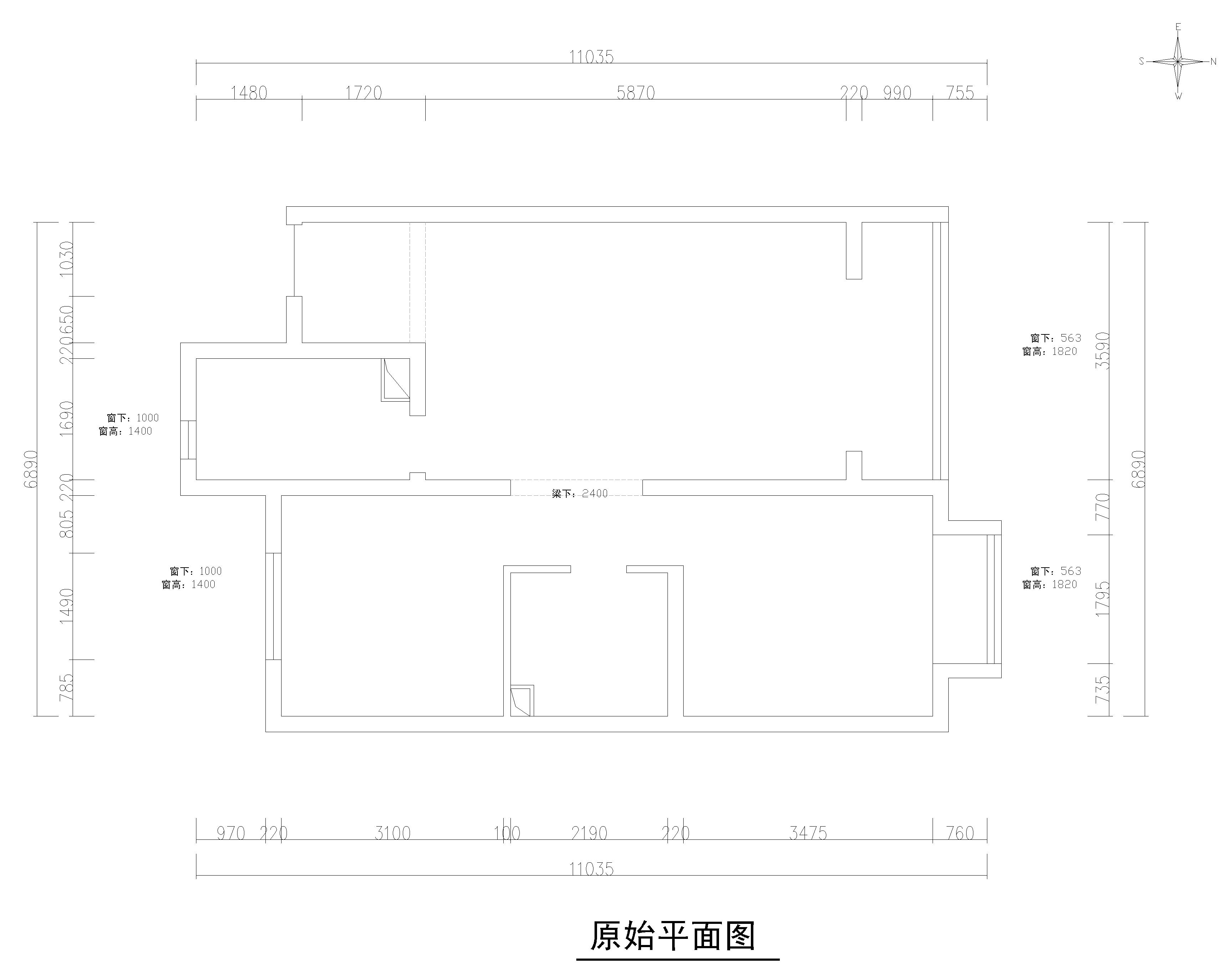 104m²现代简约三居室原始结构图装修效果图-深圳名雕高端家装