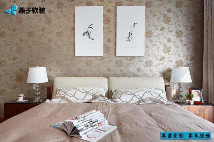 现代 中式风格 软装设计 精品案例 卧室图片来自燕子软装在中航樾府的分享