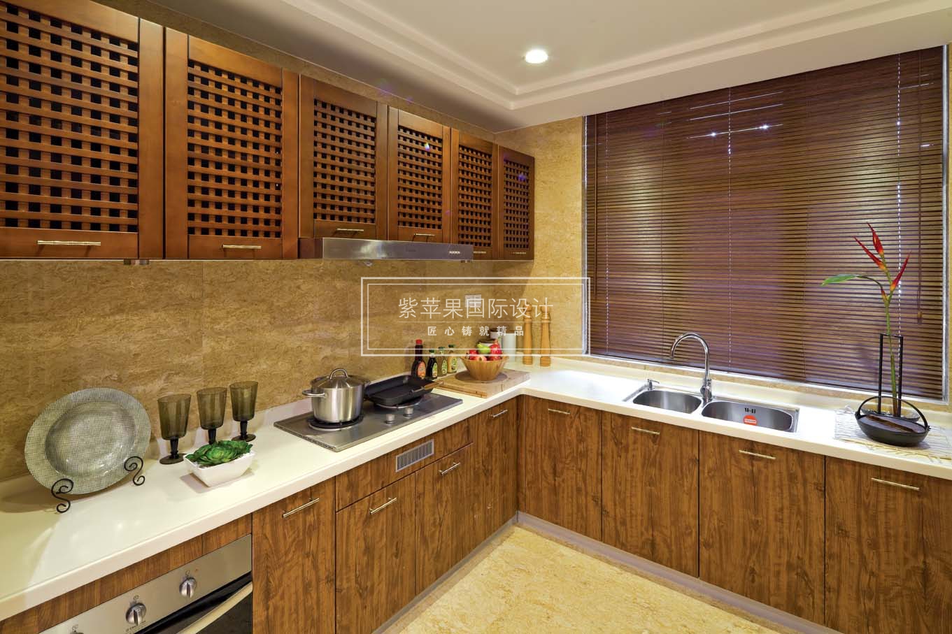 禅意 别墅 厨房图片来自紫苹果国际设计在紫苹果禅意装修风格效果图案例的分享