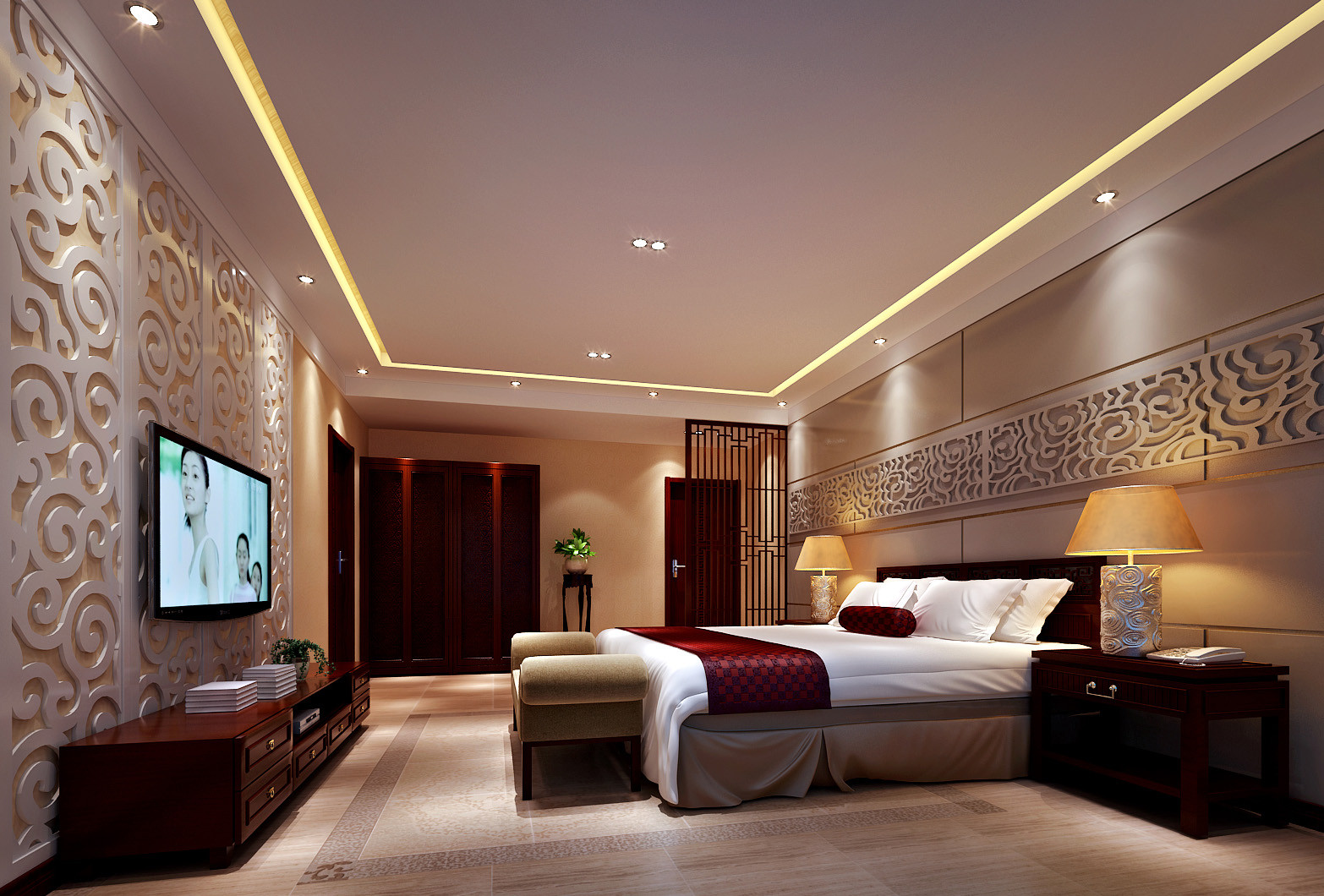 卧室图片来自北京居然元洲装饰在西山壹号院200平简约风格的分享