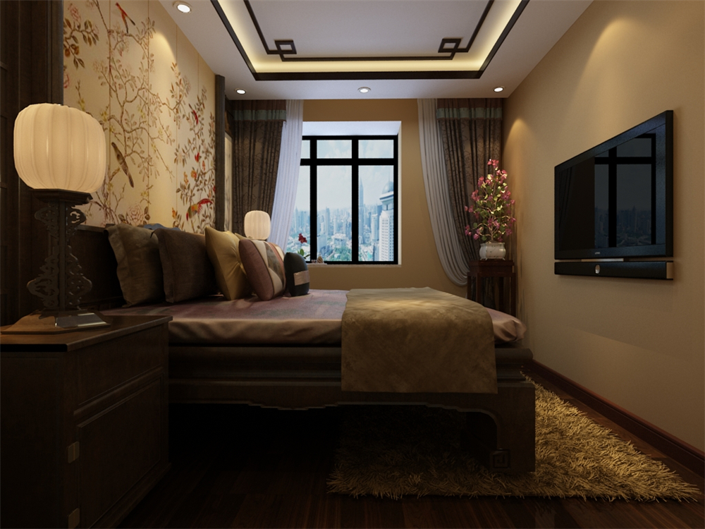 三居 新中式 天津华侨城 卧室图片来自阳光放扉er在力天装饰-天津华侨城--137㎡的分享