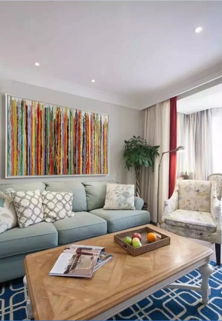简约 美式 旧房改造 客厅图片来自实创装饰上海公司在98㎡彩色系简美两居的分享