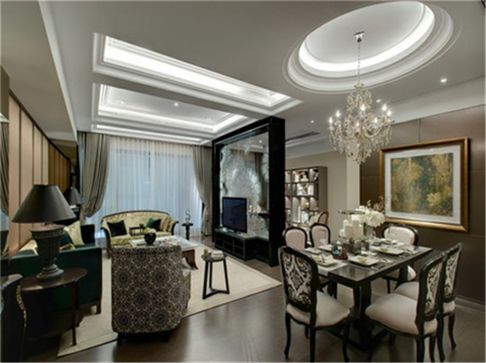 混搭 小资 客厅图片来自上海潮心装潢设计有限公司在175平四居简素纤细与精美奢华图的分享