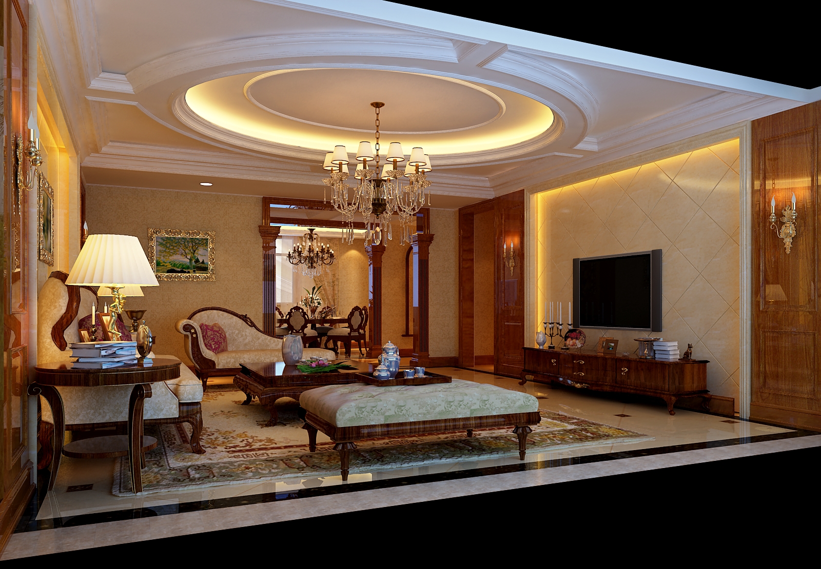 新古典 四居室 白领 客厅图片来自居然元洲装饰小杨在金色漫香林小区178平新古典风格的分享
