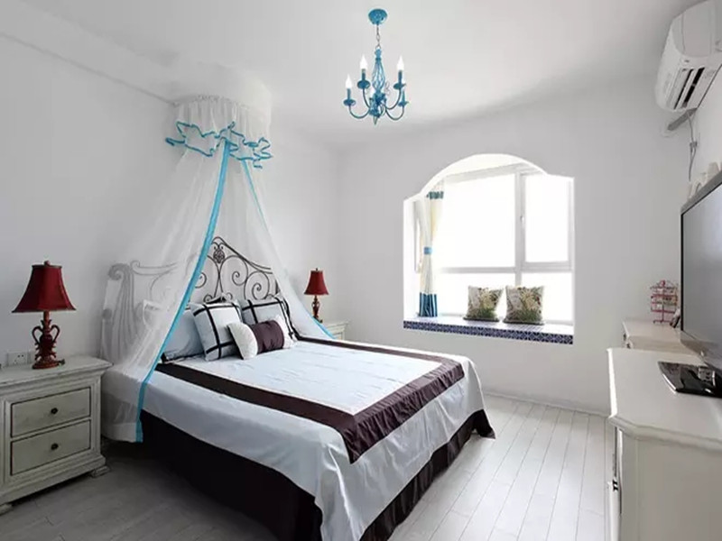 地中海 三居 收纳 旧房改造 白领 小资 卧室图片来自沙漠雪雨在100平米地中海蔚蓝风情三居室的分享