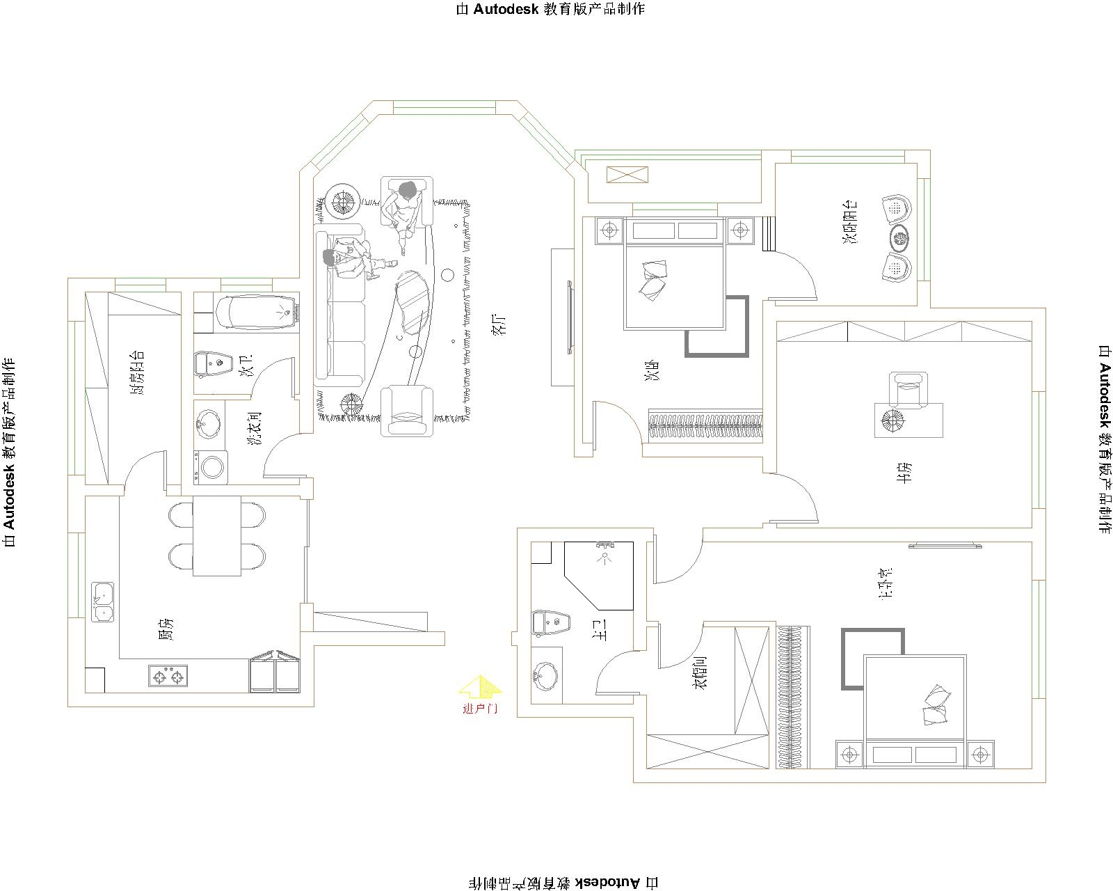 简约 三居 户型图图片来自哈尔滨实创装饰阿娇在辰能溪树庭院181平三居室的分享