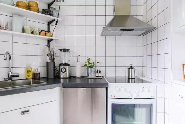 北欧风格 一居 厨房图片来自实创装饰上海公司在46㎡清新简约北欧风单身公寓的分享