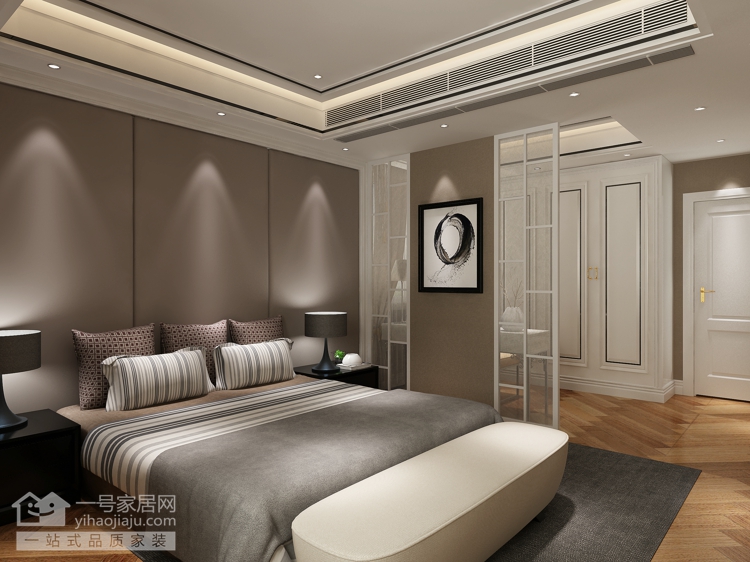 卧室图片来自武汉一号家居在蓝晶绿洲138平混搭装修案例的分享