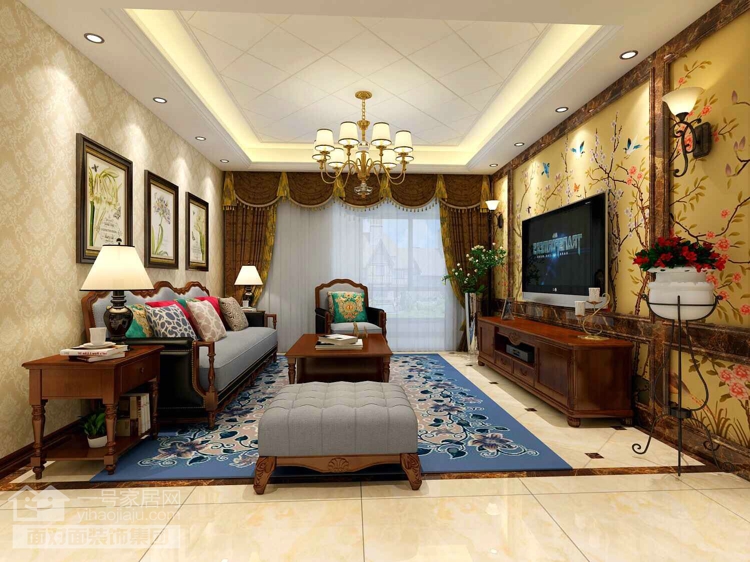 客厅图片来自武汉一号家居在国际百纳129美式新古典装修案例的分享