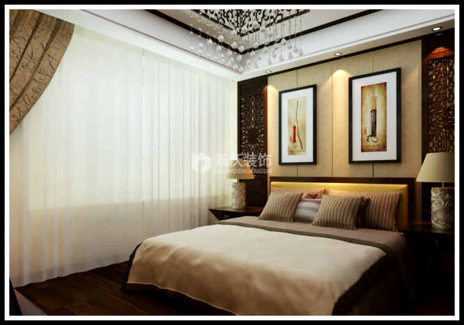 中式 星河盛世 整体家装 卧室图片来自河北瀚沃装饰在星河盛世237㎡中式风格案例的分享
