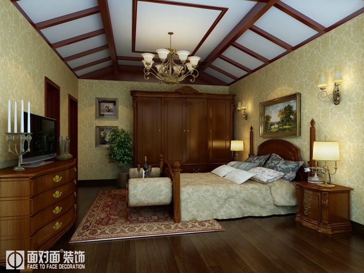 卧室图片来自武汉一号家居在碧海花园200平欧式装修案例的分享