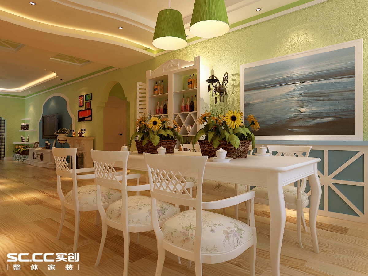 三居 田园 餐厅图片来自哈尔滨实创装饰阿娇在海富金棕榈150平田园风格三居的分享