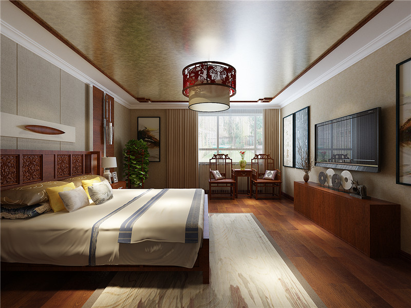 中式 新中式 现代 四居 卧室图片来自居然元洲装饰小杨在中景濠庭四居新中式风格的分享