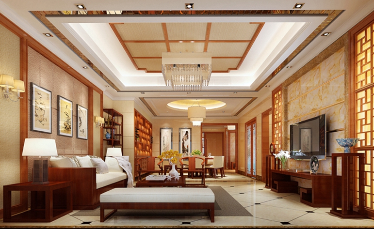 中式 典雅 四居 客厅图片来自惠州居众装饰在方直·珑湖湾-中式风格-240㎡的分享