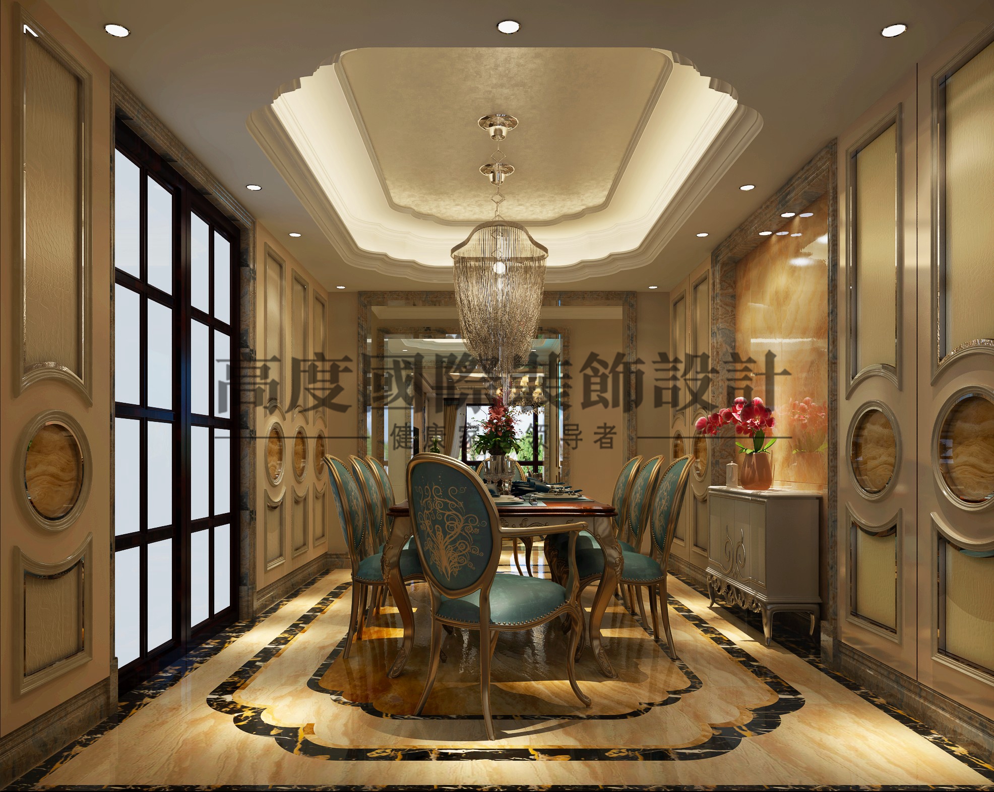 餐厅图片来自别墅豪宅装修在保利康桥199平米欧式风格设计的分享