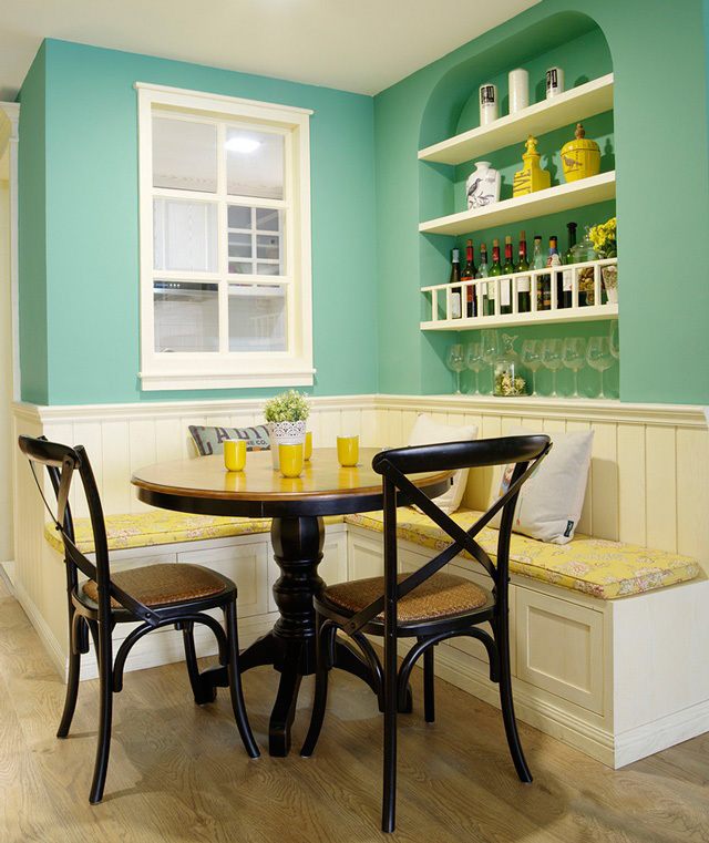 欧式 美式 二居 餐厅图片来自美家堂装饰小刘在世茂城清爽的蓝绿色美式两居的分享