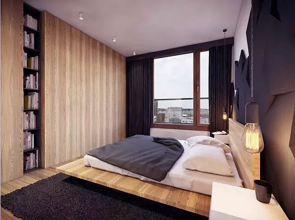 简约 后现代 卧室图片来自实创装饰上海公司在80㎡大一居，开间也能变豪宅的分享