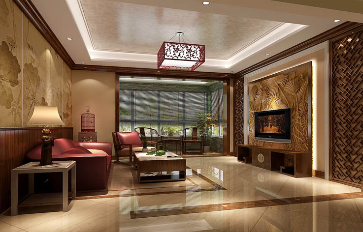 三居 新中式 装修 设计 客厅图片来自张邯在高度国际-华贸城的分享