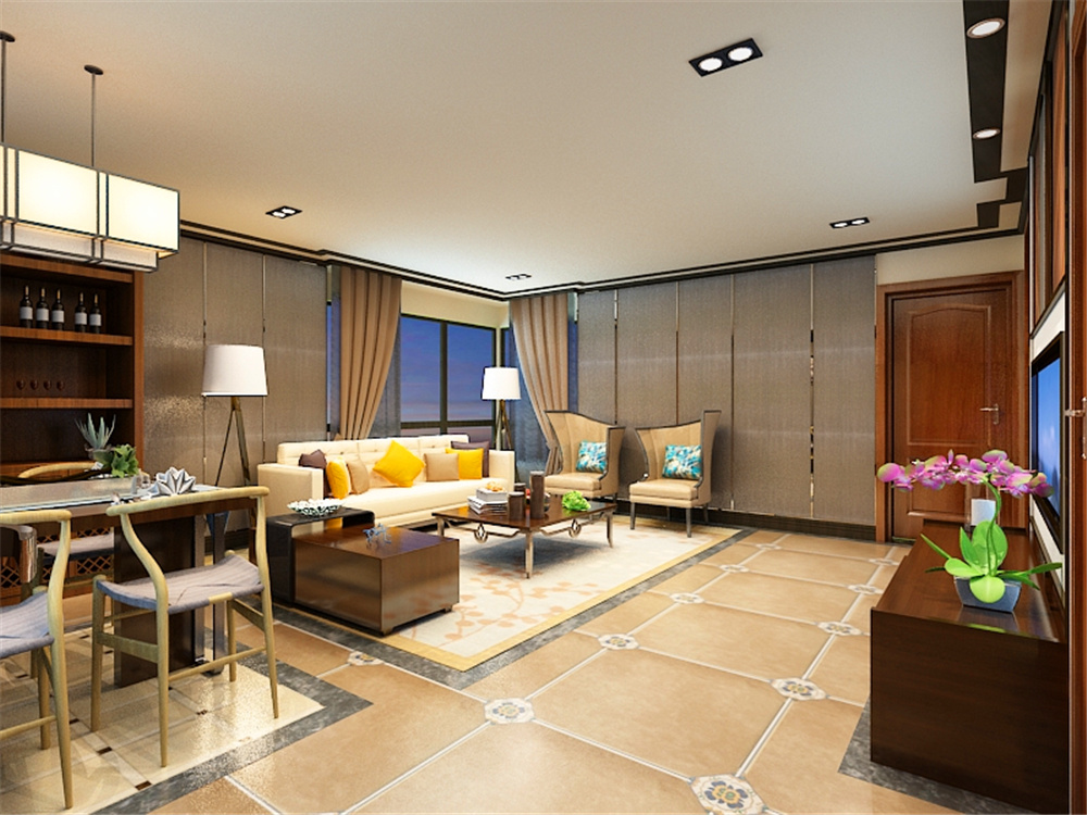 二居 新中式风格 大悦城 客厅图片来自阳光力天装饰在力天装饰-大悦城 -90㎡的分享