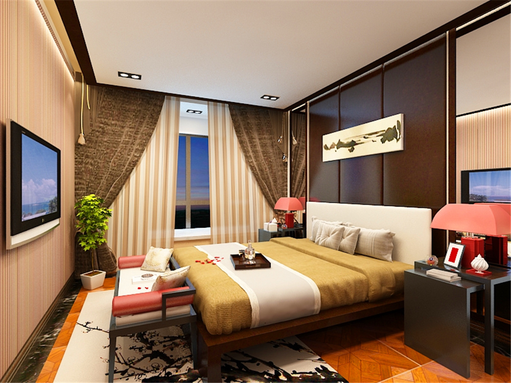 二居 新中式风格 大悦城 卧室图片来自阳光力天装饰在力天装饰-大悦城 -90㎡的分享