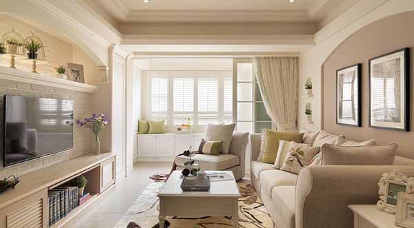 三居 旧房改造 客厅图片来自上海潮心装潢设计有限公司在132平美式风格三居室装修设计的分享