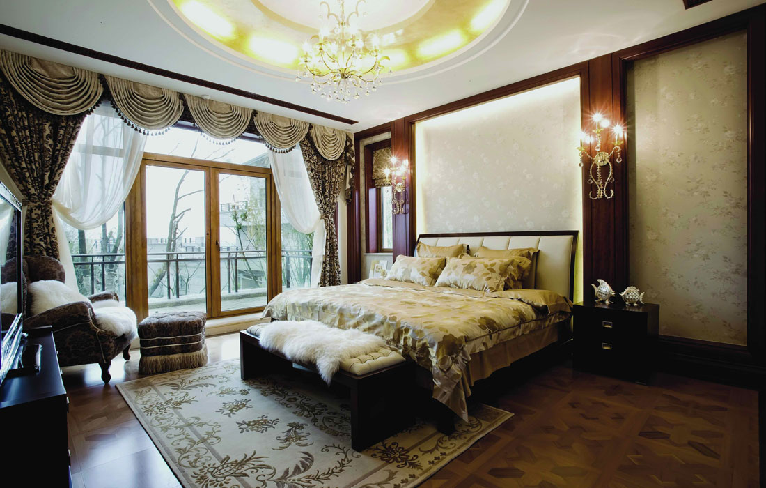 卧室床头背景墙和整个空间结合,是整个房间最有特色的地方