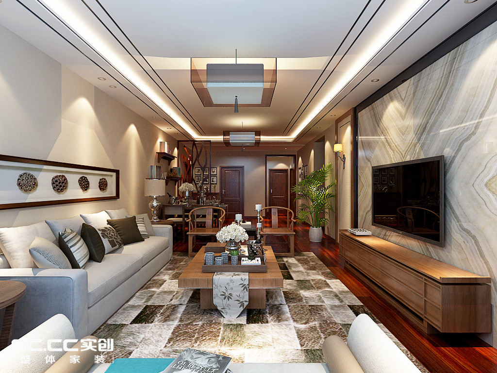 二居 中式 客厅图片来自哈尔滨实创装饰阿娇在哈西万达广场125平简中式二居的分享