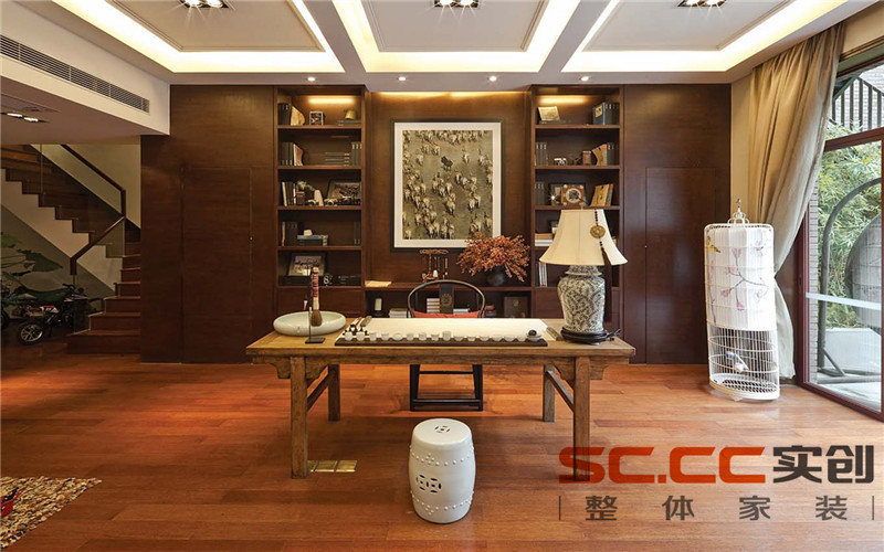 中式图片来自武汉实创装饰的博客在F天下别墅214平五居室新中式的分享