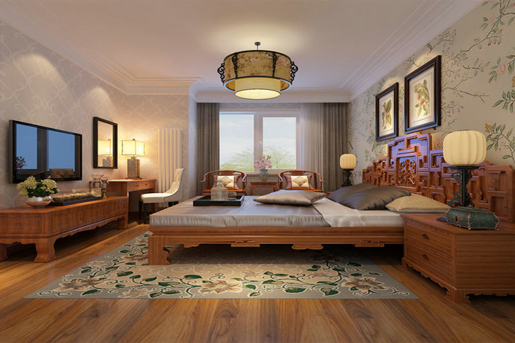 中式风格 二居 宜家 装修设计 卧室图片来自业之峰装饰旗舰店在微霞尚满天的分享