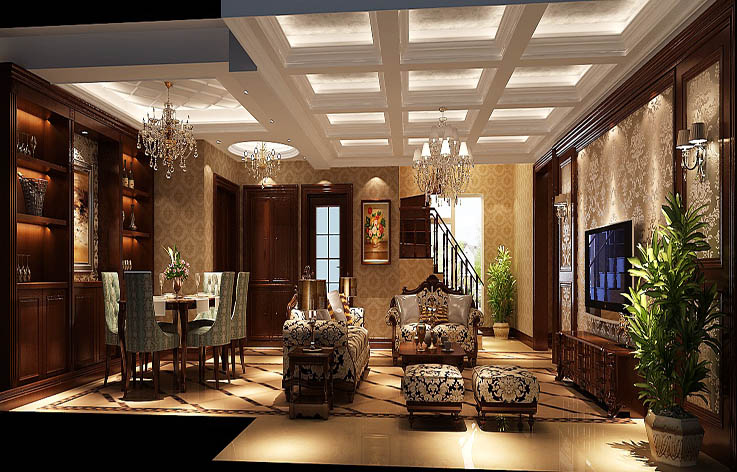 欧式 混搭 别墅 装修 设计 客厅图片来自张邯在高度国际-鲁能七号院5的分享