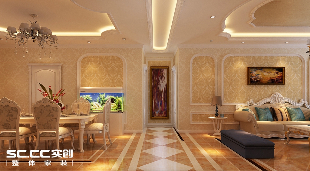 三居 欧式 客厅图片来自哈尔滨实创装饰阿娇在巴黎第五区120平欧式风格三居室的分享
