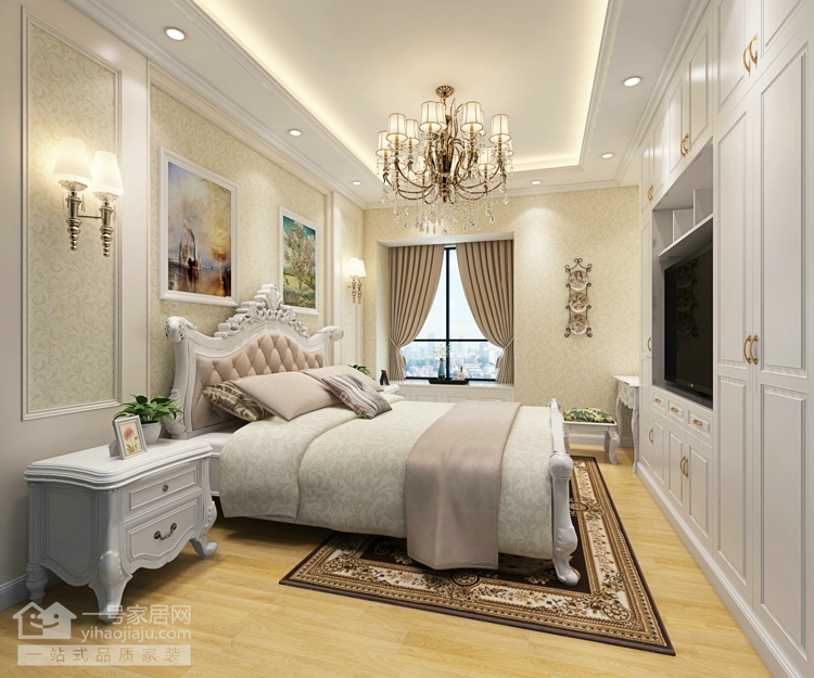 欧式 三居 卧室图片来自武汉一号家居网装修在天合新界123平简欧三室两厅的分享