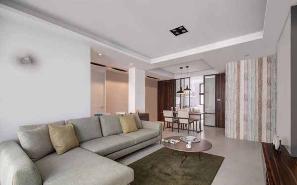 简约 三居 客厅图片来自上海潮心装潢设计有限公司在89平混搭风格三居室老屋翻新装修的分享