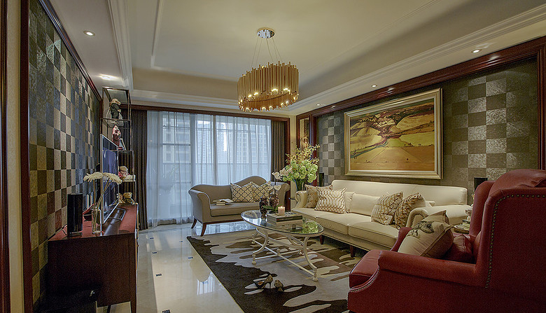 客厅图片来自家装大管家在惬意清雅 145平新中式时尚3居室的分享