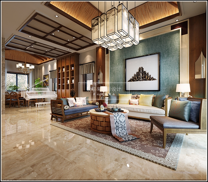 东南亚 客厅图片来自紫苹果国际设计在340㎡南亚风格别墅装修案例的分享