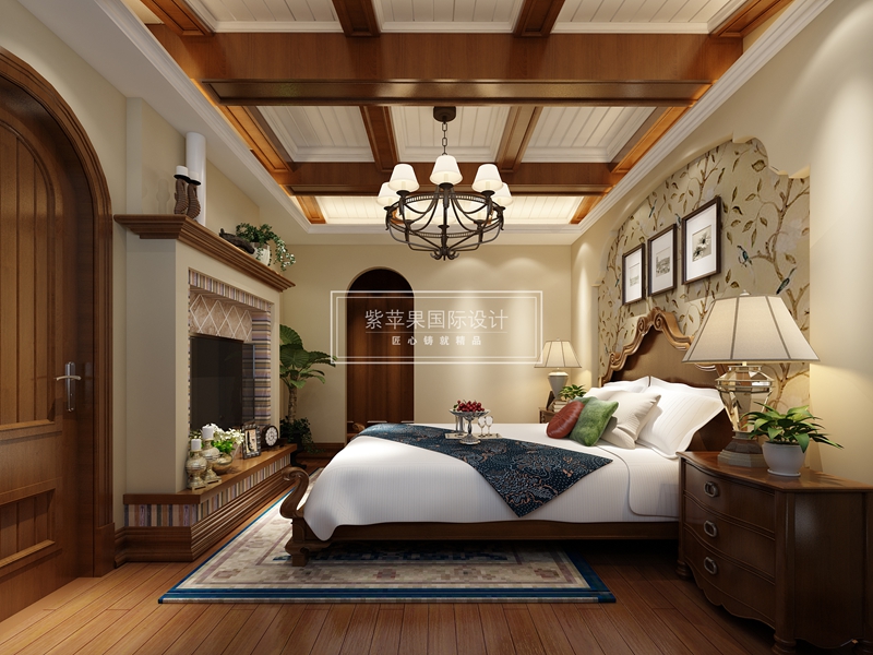北欧 四居 卧室图片来自紫苹果国际设计在200㎡美式风格装修设计案例的分享