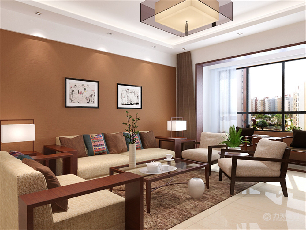 客厅图片来自阳光力天装饰在新中式 泰达风景175㎡的分享