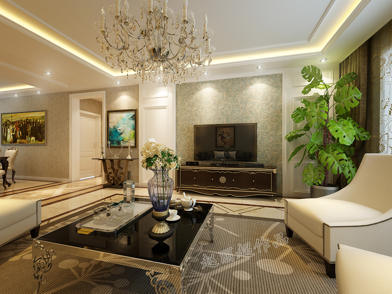 欧式 客厅图片来自家装设计师赵丽超在160平简欧风格的分享