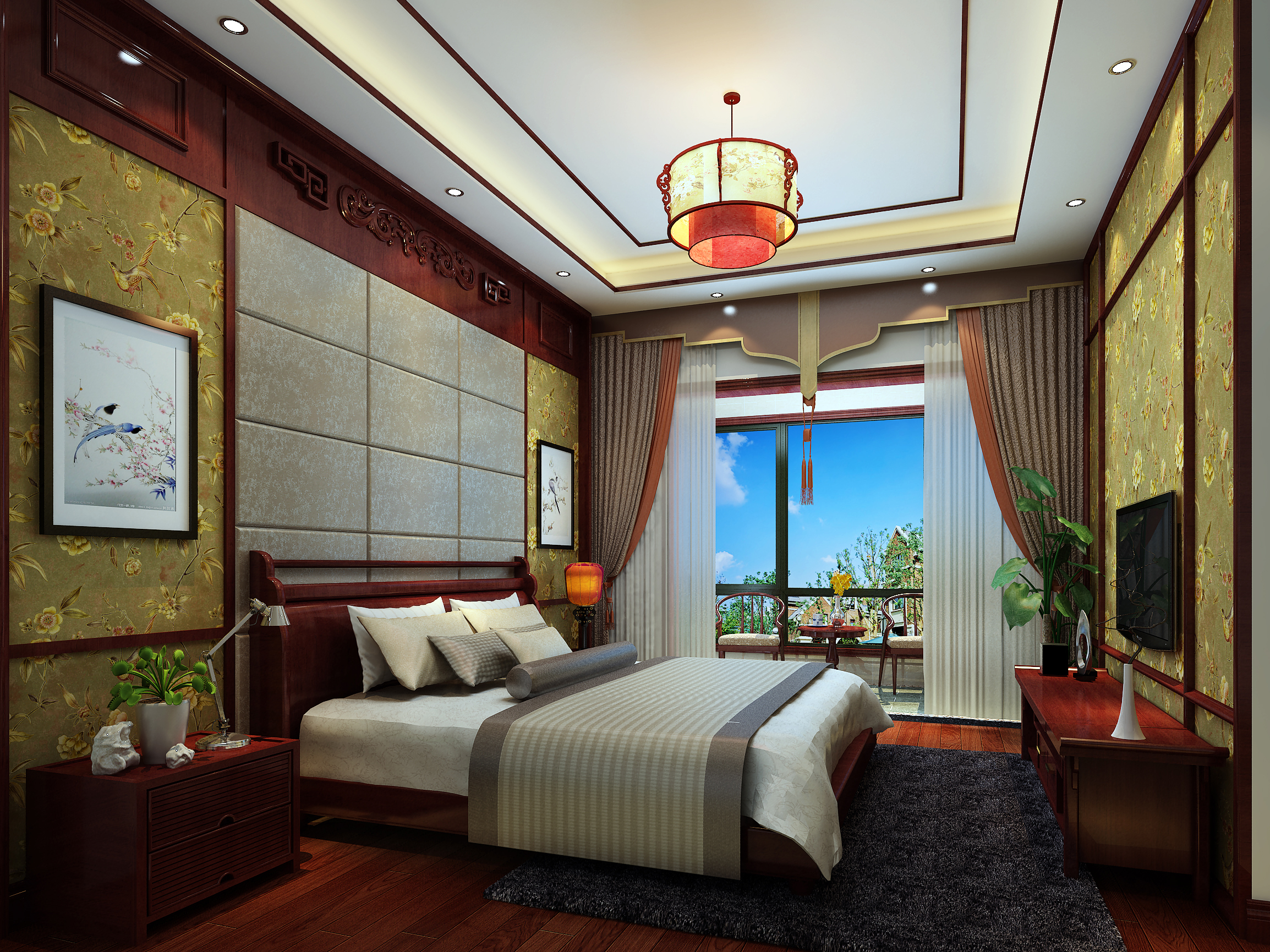 别墅 中式 卧室图片来自武汉一号家居网装修在福星惠誉东澜岸别墅310平中式的分享