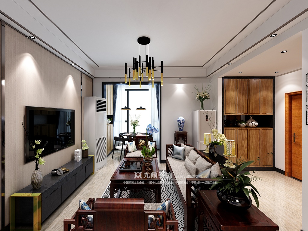 中式 三居 庄重 客厅图片来自九鼎建筑装饰工程有限公司成都分在太阳公元100平中式风格鉴赏的分享