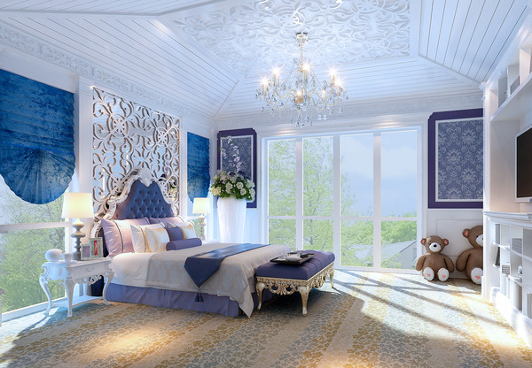 卧室图片来自北京紫禁尚品国际装饰kangshuai在金隅·澜湾别墅装修案例展示的分享