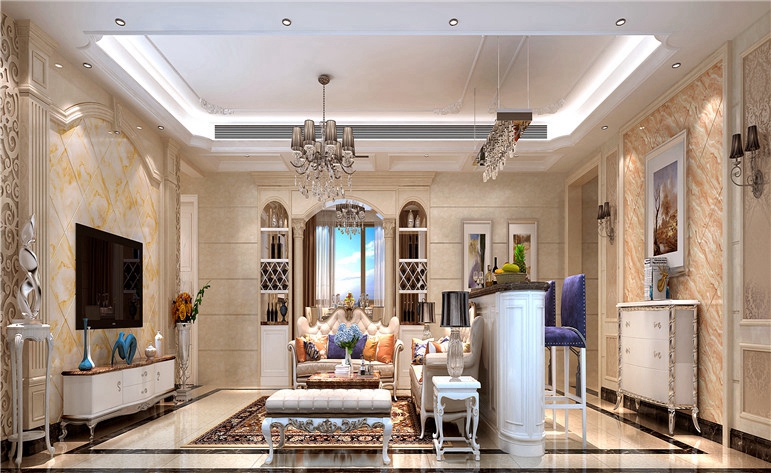 欧式 四居 平层 客厅图片来自惠州居众装饰在保利山水城-欧式风格的分享