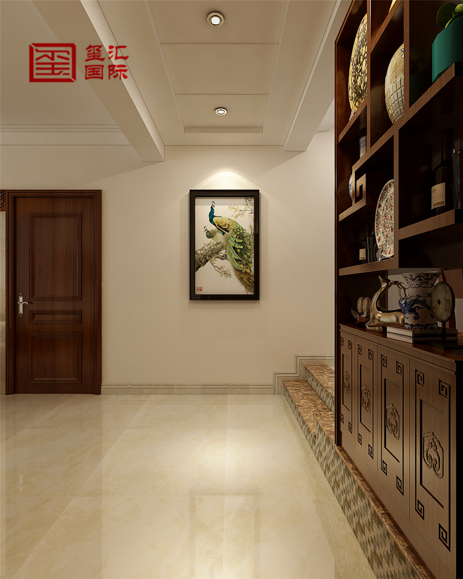 新中式 三室 白领 玄关图片来自河北玺汇国际装饰公司在华域城150平错层新中式风的分享