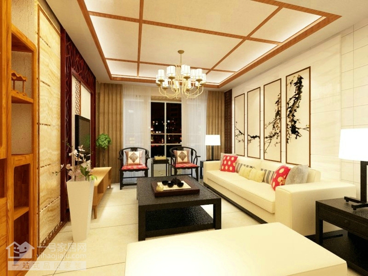 客厅图片来自武汉一号家居在光谷满庭春中式风格装修案例赏析的分享