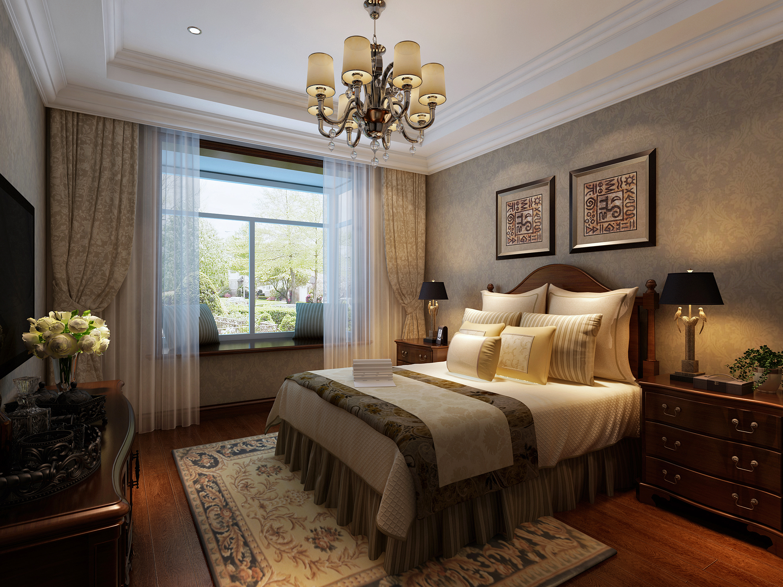 卧室图片来自JingYiPrize人居空间设计大赛在李冰-万通龙山逸墅的分享
