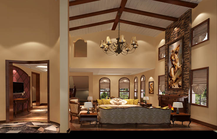 别墅 托斯卡纳 装修 设计 卧室图片来自张邯在高度国际-天恒别墅山的分享
